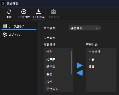 判別分析のデータ選択