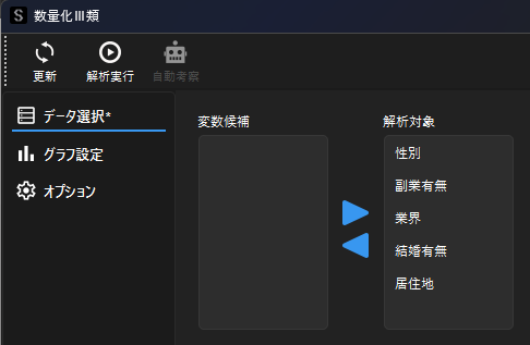 数量化Ⅲ類のデータ選択