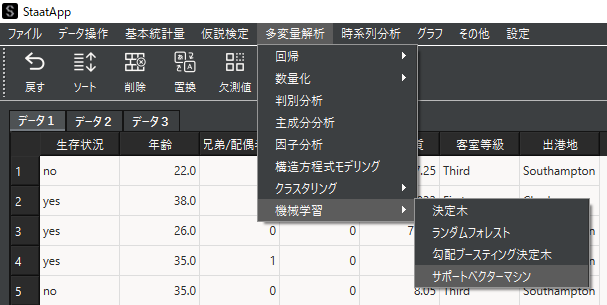 SVM機能の選択