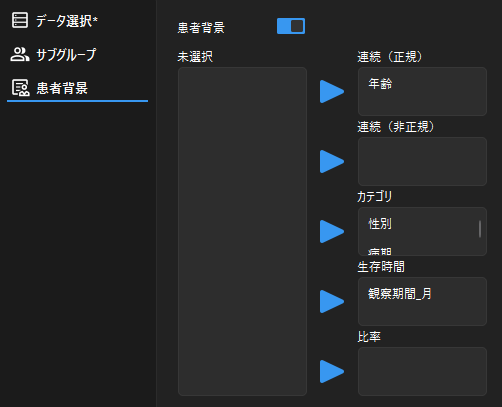患者背景のデータ選択